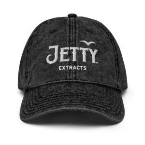 Black Jetty Extracts Vintage Cotton Twill Cap with white embroidered logo