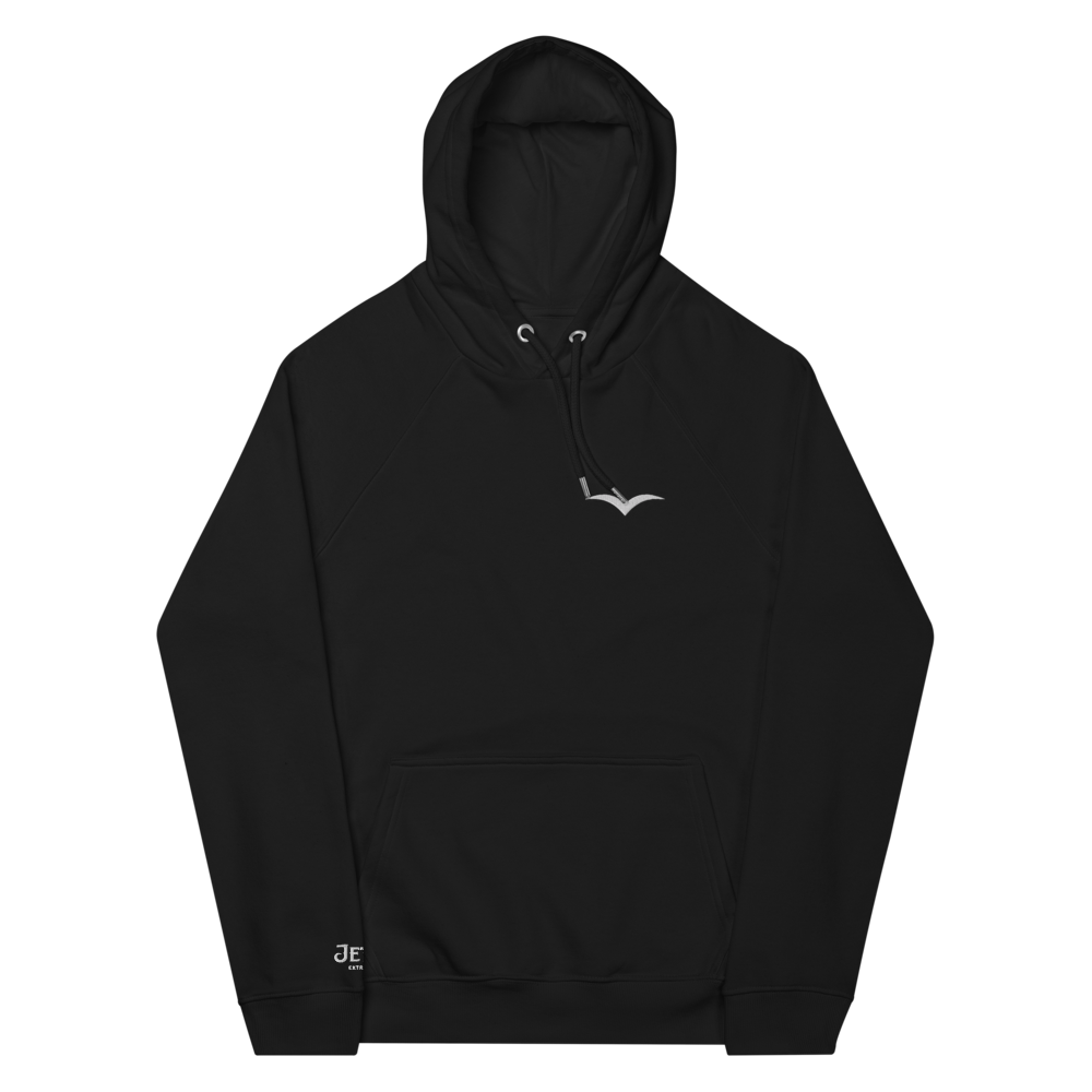 unisex-eco-raglan-hoodie-black-front-684b68039a4b0