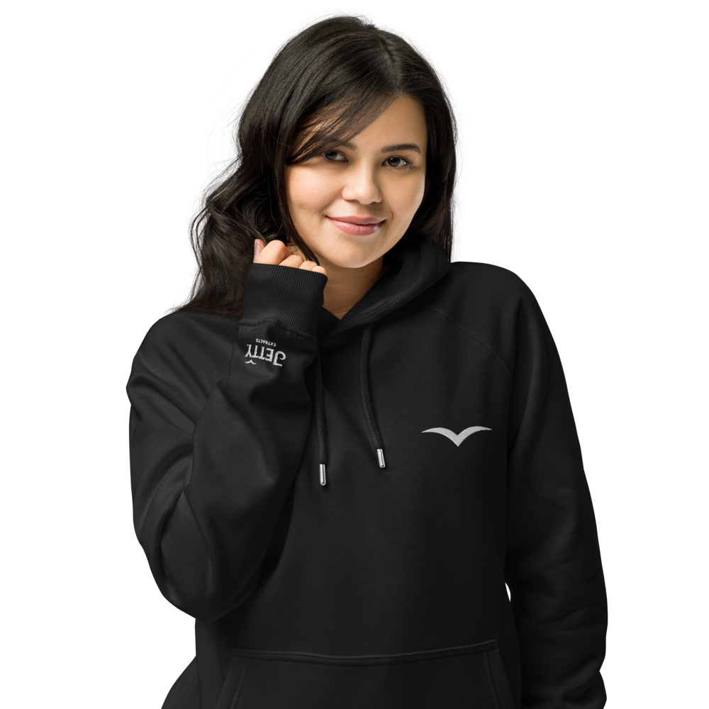 unisex-eco-raglan-hoodie-black-front-684b68039bd2c