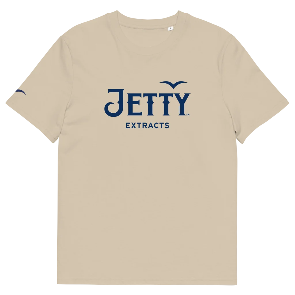 Jetty Extracts weed shirt in beige — unisex 420 graphic tee