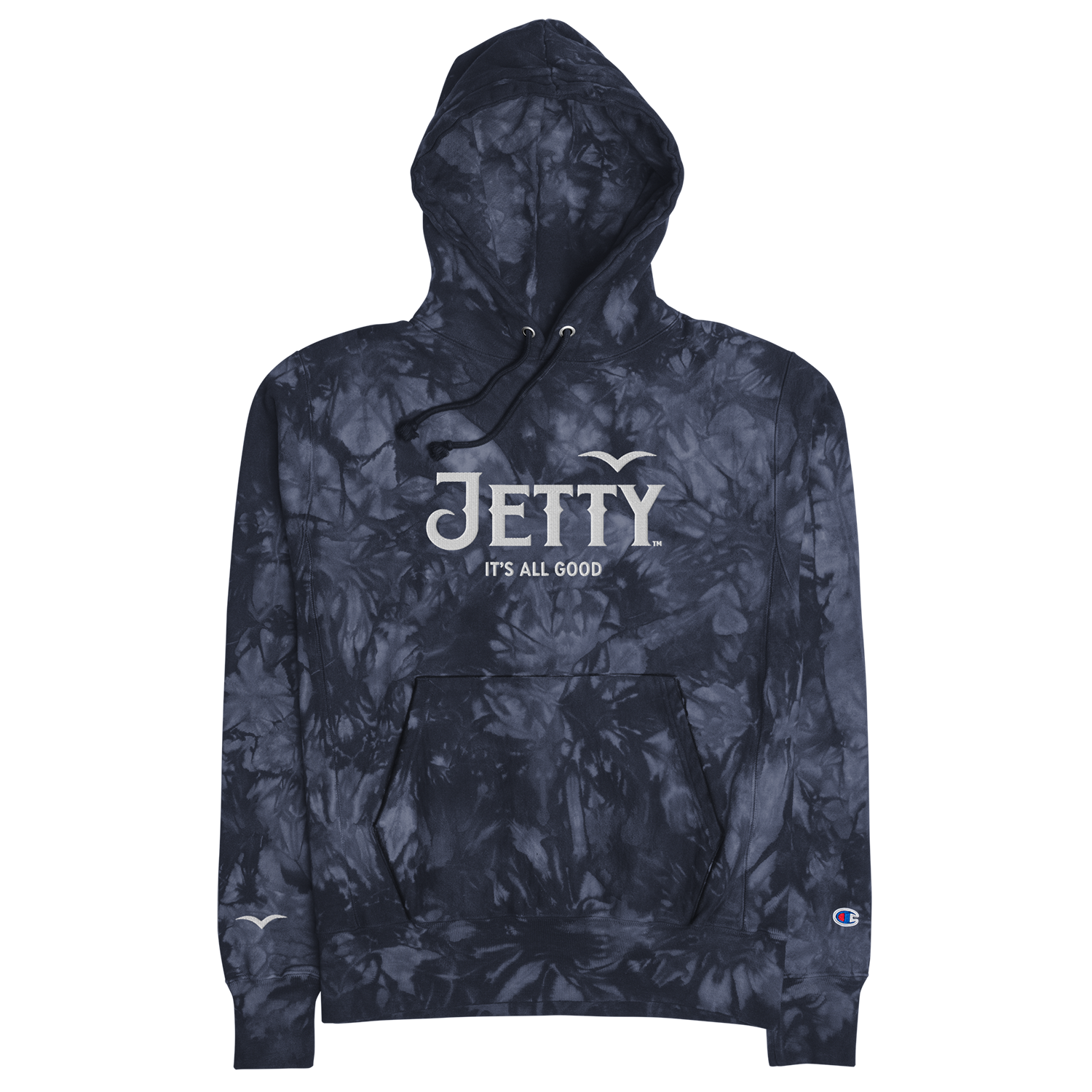 Jetty Extracts exclusive cannabis hoodie flat lay — premium embroidered details and drawstring hood.
